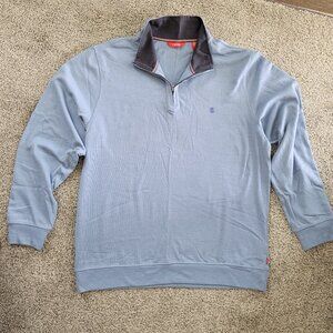 Izod Blue Quarter Zip Pullover, Size Large Good Condition!